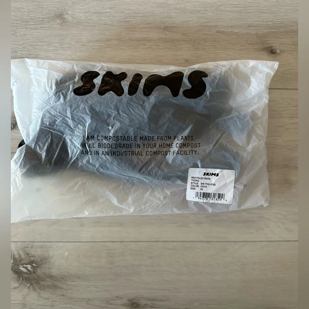Skims Thong Bikini Bottom 3x Black New‎ With Tags